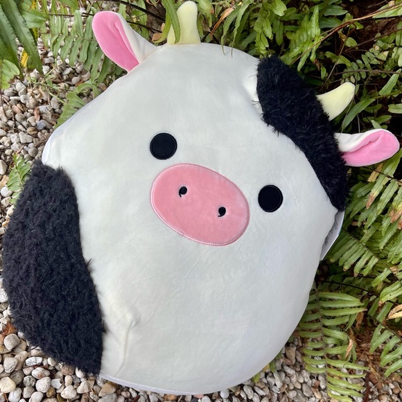 Fuzzy Connor the Cow Squishmallow 16” - Connor Squishmallow Cow w Fuzzy Patches - Picture 4 of 4